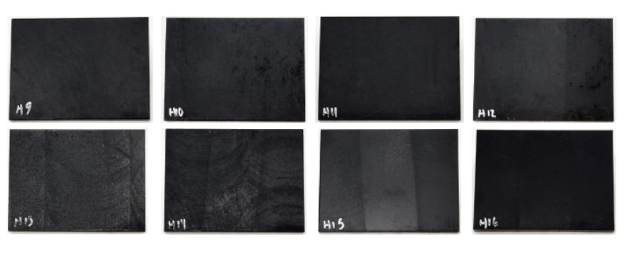 Fluxtrol | ASM HTS 2019 Improving Corrosion Resistance of Soft Magnetic Composites for Induction Heat Treating Applications Figure 3 - Corrosion Testing results on Four SMCs after Coating B material and after 168 hours of humidity testing.