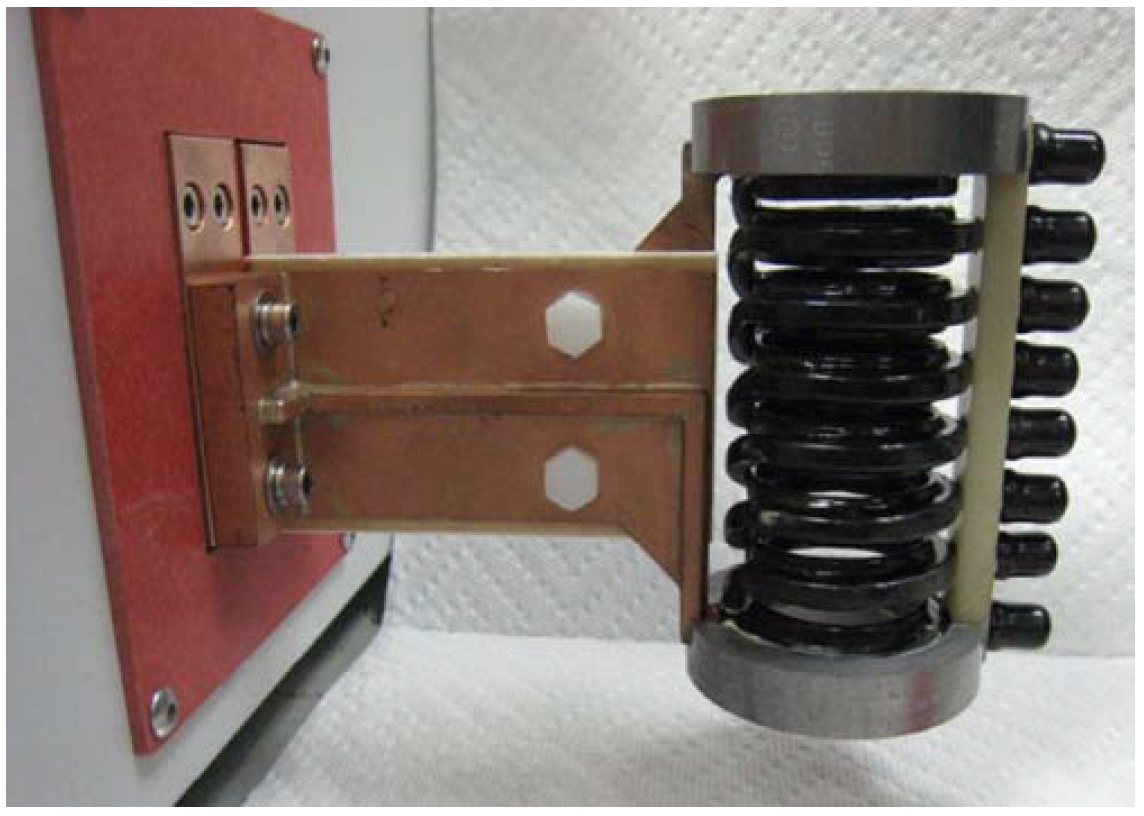 Fluxtrol | Design of Induction Coil For Generating Magnetic Field For Cancer Hyperthermia Research - Figure 1: Improved solenoidal coil for testing solenoidal coil with a field probe inside