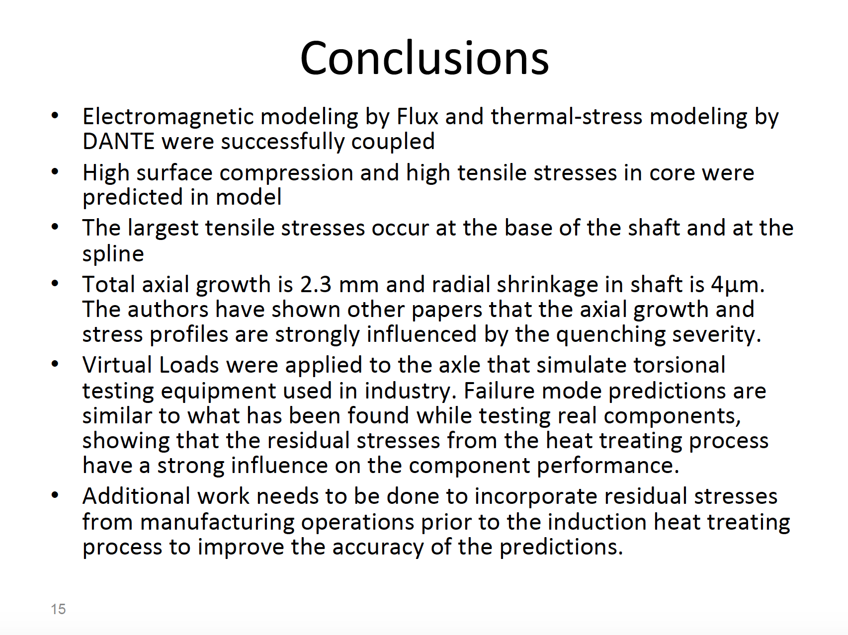 Fluxtrol | Integrated Computational Development of Induction Heat Treatment Process for Automotive Axle Shafts Figure 14 - Conclusions
