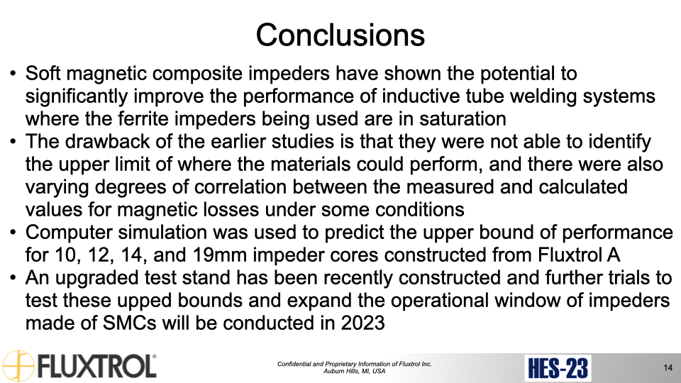 Fluxtrol | HES 23 Physical Simulation and Computational Modelling for Validation of Soft Magnetic Composite Impeder Performance - Slide 14